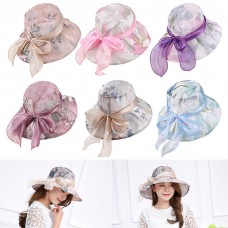 Mujers Lady Floral Hat Wide Brim Beach Hats Outdoor AntiUV Sun Protections Caps  eb-46386554